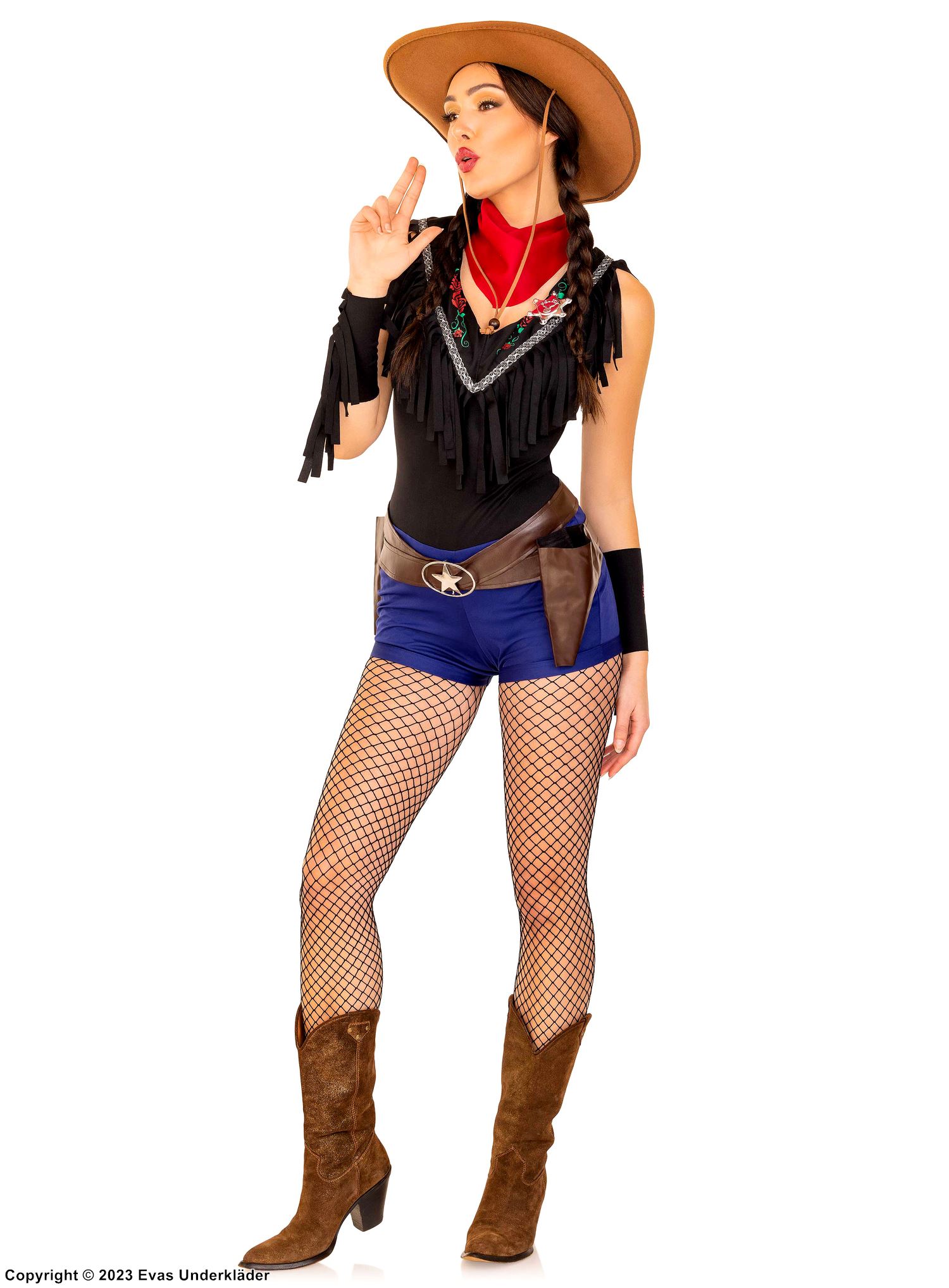 Vilda väster-kostym med sheriff-detaljer, maskeraddräkt